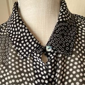 PRICE DROP Chico’s Front-Tie Blouse, Black and White Dots/Circles, size 2 (Med)